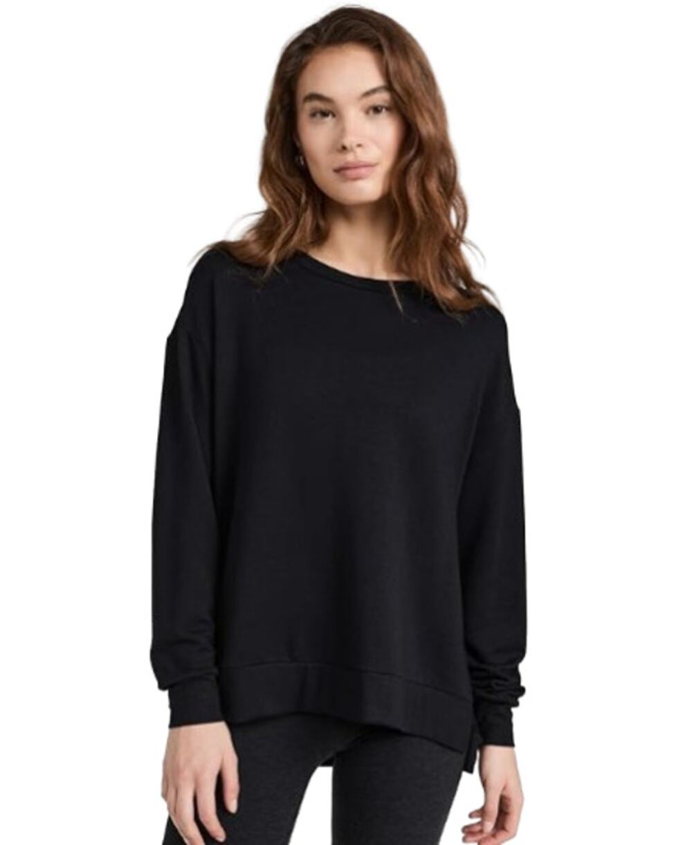 BEYOND YOGA Women's Off Duty Pullover Sweatshirt XS Black Crewneck NWT